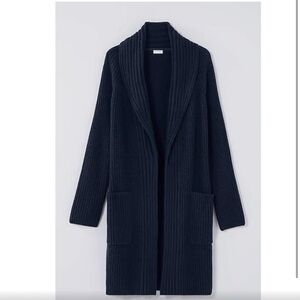 Rib-Textured Open-Front Cardigan